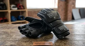Graphic of open-palm grappling gloves, highlighted as the best MMA gloves for wrestling and submissions.