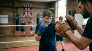 An illustration highlighting the breathable mesh palm design of junior training gloves to keep children's hands cool and dry during workouts.