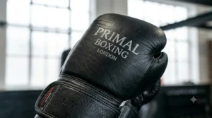 Close-up texture of durable stitching on premium leather punch bag gloves built for long-lasting bag work sessions.
