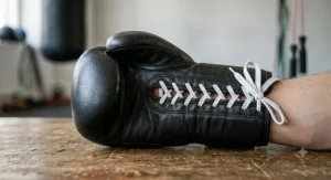 A traditional boxing glove featuring a longer laced cuff that provides maximum wrist support and stabilisation for heavy punches.