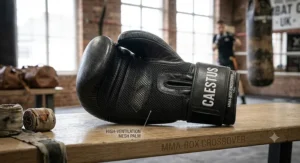 Breathable MMA boxing crossover gloves featuring a moisture-wicking mesh palm for enhanced ventilation and grip.
