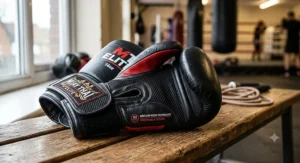 Muay Thai gloves featuring a breathable mesh palm panel to reduce sweat and moisture during intense training.