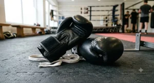 Black Fairtex BGV1 boxing gloves showing the tight fit and hook-and-loop wrist strap.