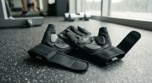 Fingerless budget weightlifting gloves with adjustable wrist wrap straps for added joint stability