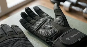Padded palm detail on budget full finger weightlifting gloves for home and gym workouts