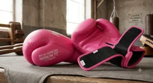 Brightly coloured pink Muay Thai gloves for beginners designed with a narrower hand fit.