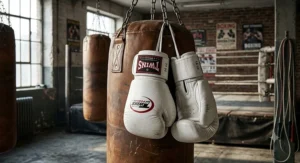 White leather Twins Special gloves designed for heavy punch bag training and pad work
