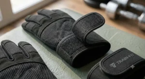 Adjustable touch-fastener wrist support on full finger workout gloves under £15