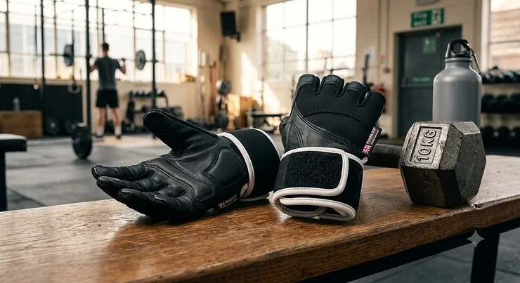 Pair of black padded wrist wrap gloves under £20 for weightlifting and gym workouts