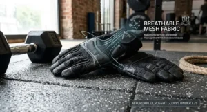 Diagram highlighting breathable mesh material on affordable CrossFit gloves under £25