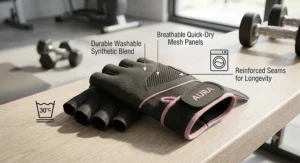 Colour variations including grey pink and black for half finger gym gloves for women