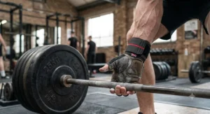 Fingerless workout gloves showing reinforced palm grip for British strength athletes
