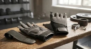 Fingerless women's gym gloves under £15 with integrated finger pull tabs for quick removal.