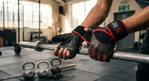Durable leather palm wrist wrap gloves offering enhanced grip and support under £20