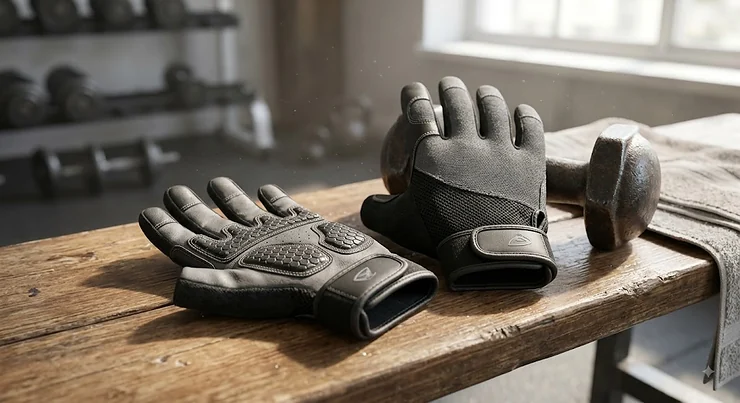 Pair of padded women's gym gloves under £15 designed for comfortable weightlifting and workout sessions.