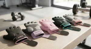 Hand measurement size guide graphic for choosing women's half finger gym gloves