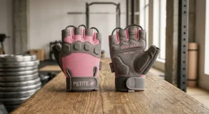 Front view of small-fit women's weightlifting gloves showing breathable mesh fabric and reinforced palm grips