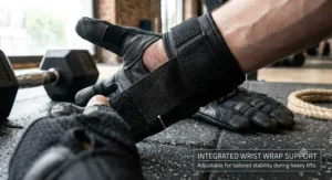 Adjustable wrist wrap support feature on CrossFit workout gloves under £25