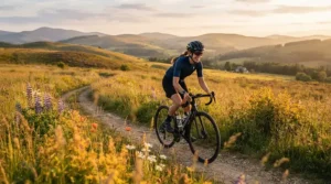 Performer enjoying a sunny afternoon ride wearing ventilated full finger MTB gloves