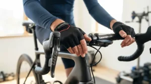 Close-up of affordable short finger road cycling gloves designed for everyday cycling under twenty pounds.