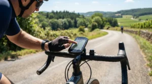 Using a GPS device while wearing touchscreen-compatible trail gloves for hot weather
